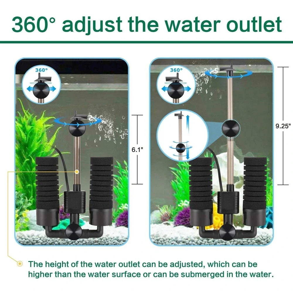 AQQA AQ-016 S Electric Sponge Filter Submersible Pump Fish Tank Media Ball New